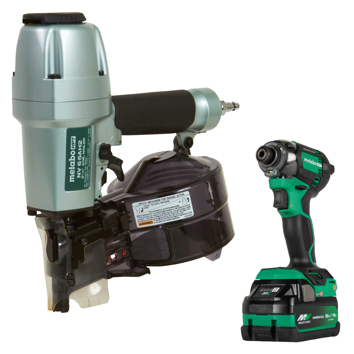 metabo HPT KNV65AH2M 2 - 1/2 Inch Coil Siding Nailer with BONUS Impact Driver Kit - Mississauga Hardware Centre Inc