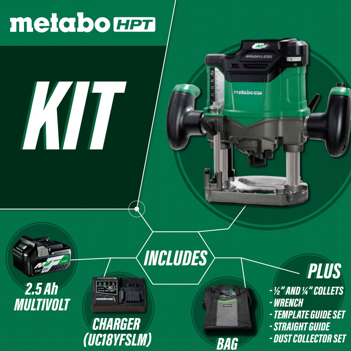 metabo HPT M3612DAM 36V Cordless Variable Speed Plunge Router - Mississauga Hardware Centre Inc