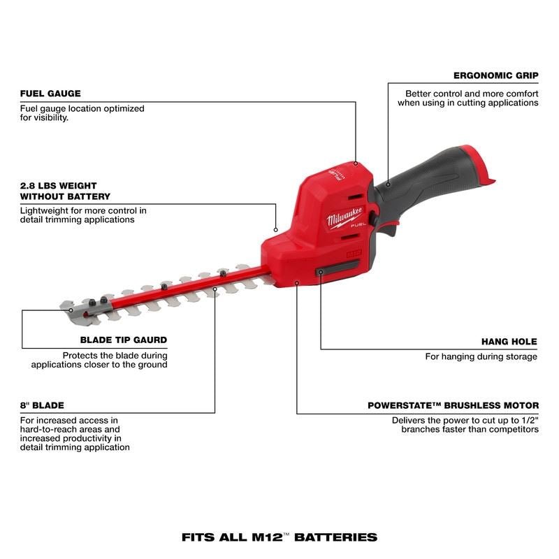 Milwaukee 2533 - 20 M12 FUEL 8in Hedge Trimmer - Mississauga Hardware Centre Inc