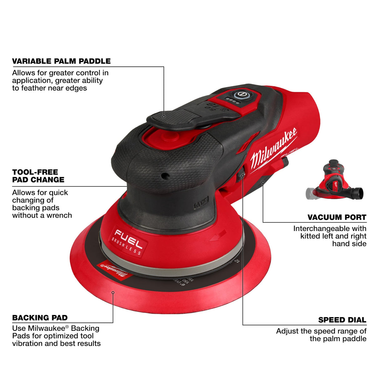 Milwaukee 2585 - 20 M12™ FUEL™ 6" Random Orbital Sander (3/16") - Mississauga Hardware Centre Inc