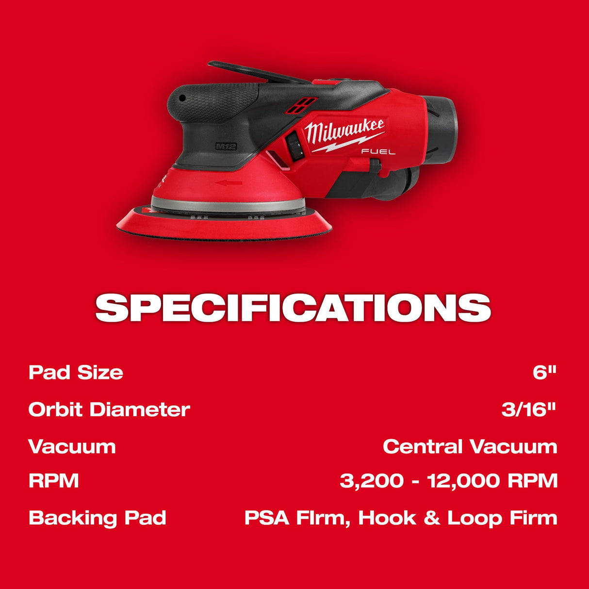 Milwaukee 2585 - 22 M12™ FUEL™ 6" Random Orbital Sander Kit (3/16") - Mississauga Hardware Centre Inc