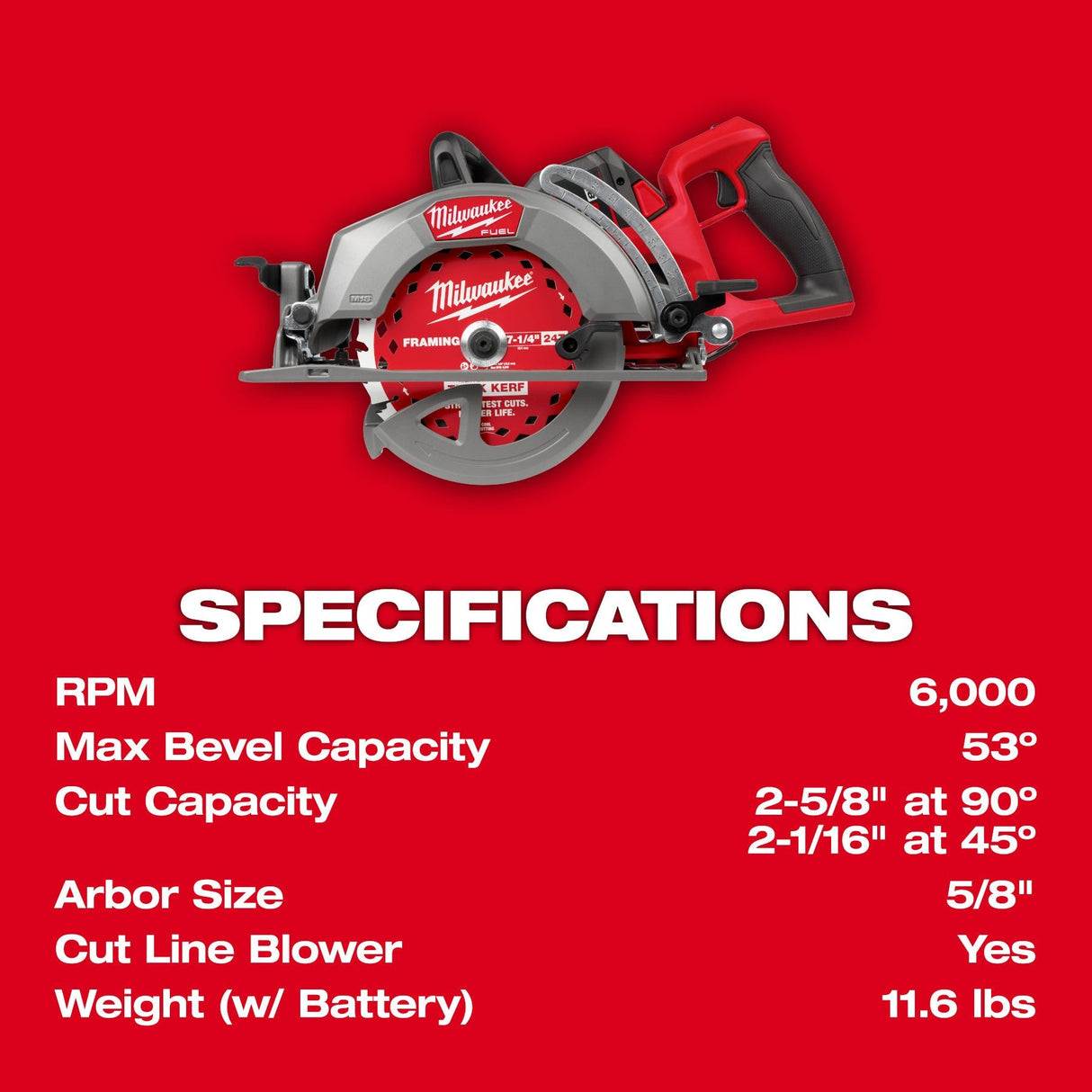 Milwaukee 2930 - 21HD M18 FUEL™ 7 - 1/4" Rear Handle Circular Saw Kit - Mississauga Hardware Centre Inc