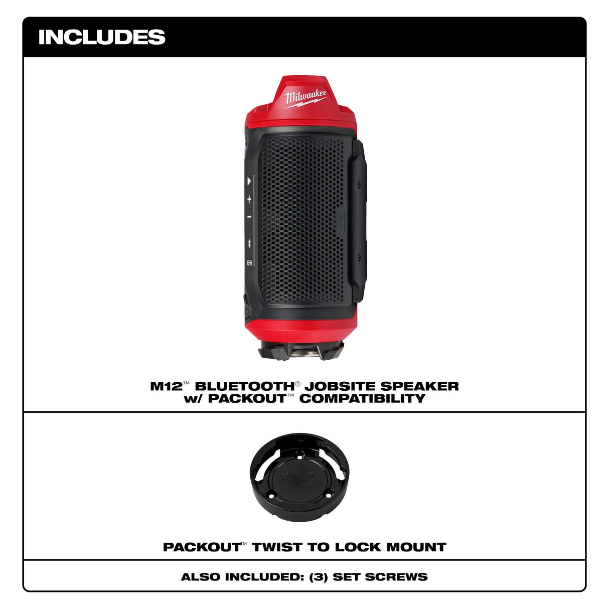 Milwaukee 2955 - 20 M12™ Bluetooth® Jobsite Speaker w/ PACKOUT™ Compatibility - Mississauga Hardware Centre Inc