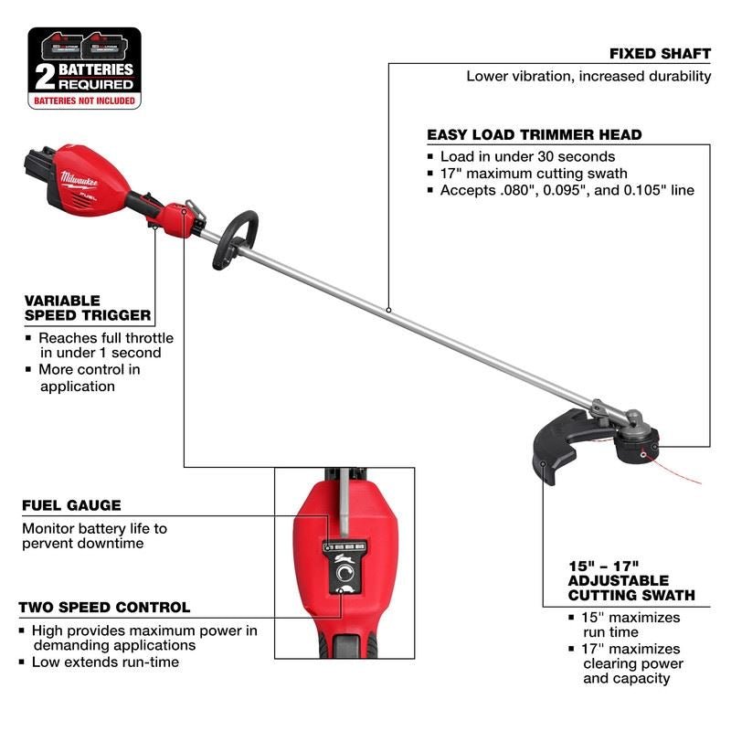 Milwaukee 3006 - 20 M18 FUEL 17in Dual Battery String Trimmer - Mississauga Hardware Centre Inc