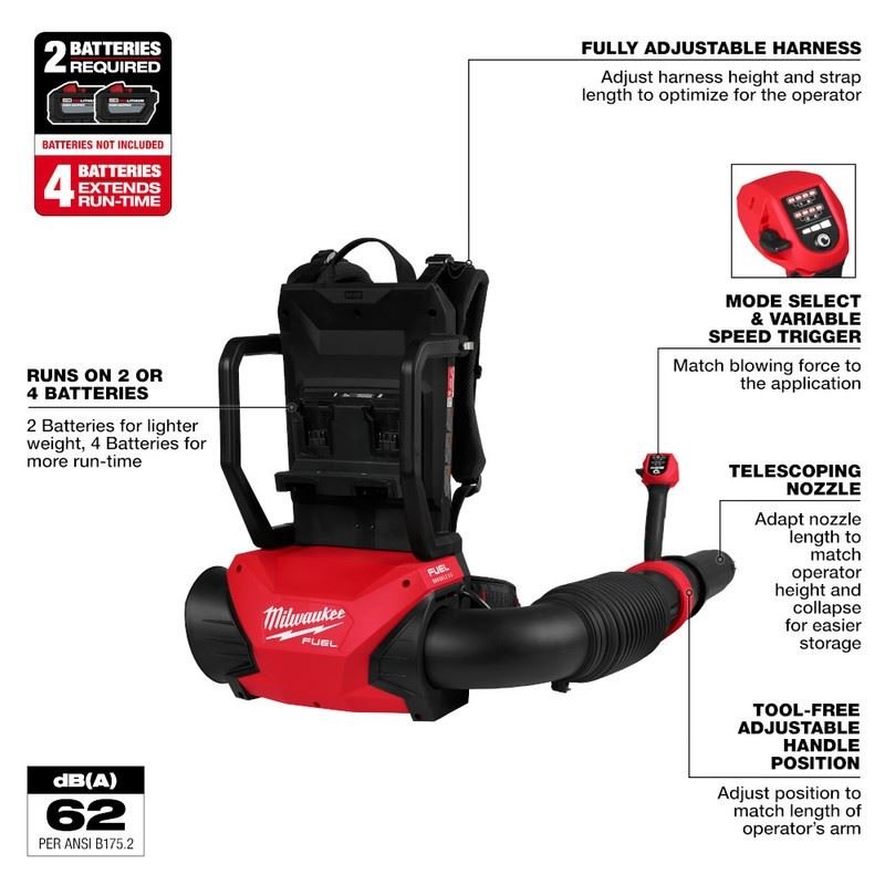 Milwaukee 3009 - 20 M18 FUEL Dual Battery Backpack Blower - Mississauga Hardware Centre Inc