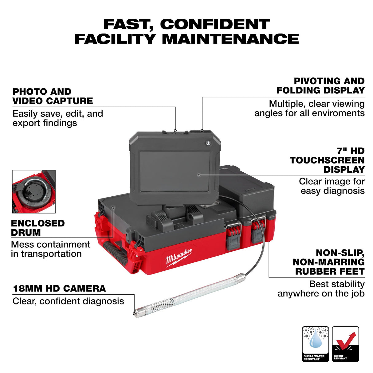 Milwaukee 3154 - 20 M12™ 75' Drain Camera w/ PACKOUT™ Compatibility - Mississauga Hardware Centre Inc