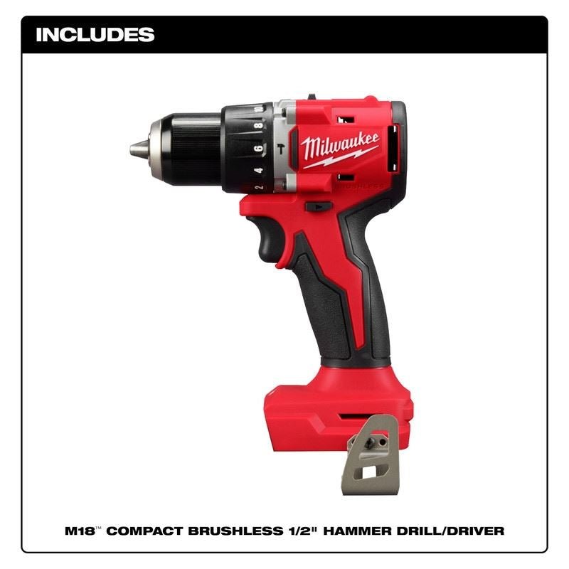 Milwaukee 3602 - 20 M18 Compact Brushless 1/2in Hammer Drill/Driver - Mississauga Hardware Centre Inc