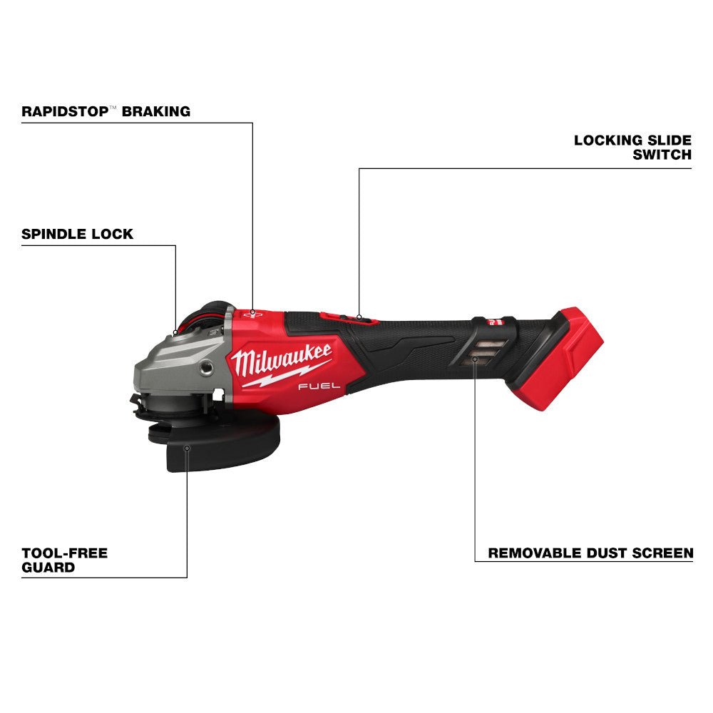 Milwaukee 3671 - 20 M18 FUEL™ 4 - 1/2" - 6" Braking Grinder, Slide Switch - Mississauga Hardware Centre Inc