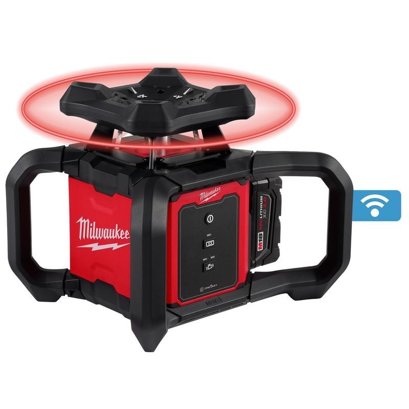 Milwaukee 3701 - 21T M18 Red Exterior Rotary Laser Level Kit w/ Receiver, Tripod, and Grade Rod - Mississauga Hardware Centre Inc
