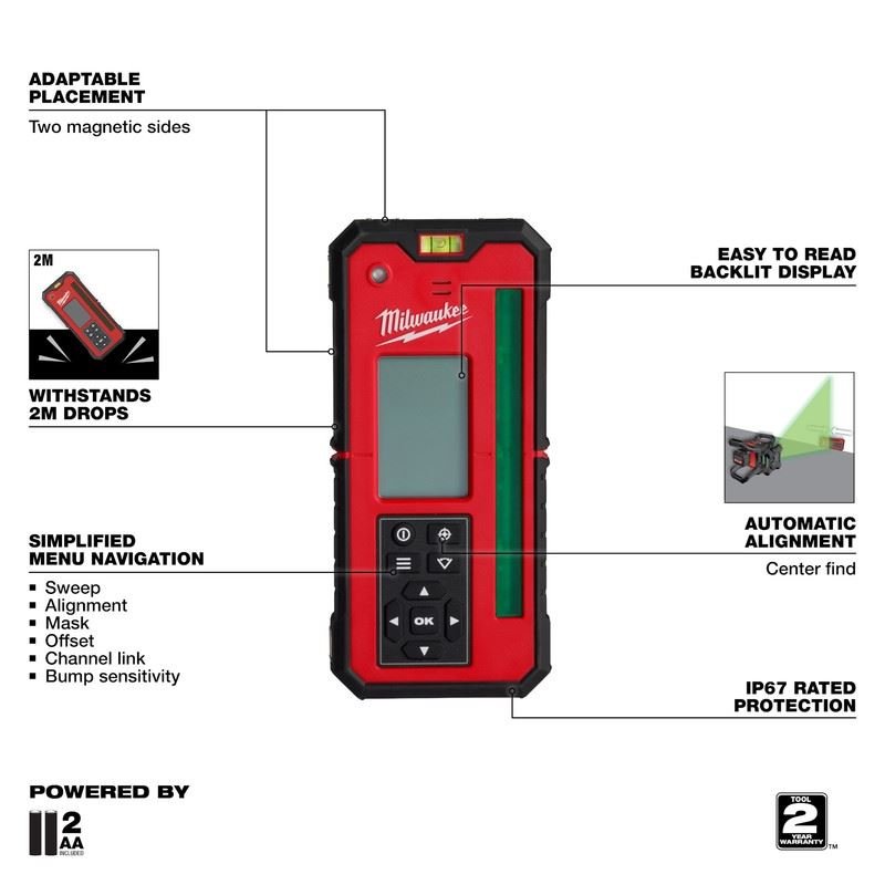 Milwaukee 3712 Green Rotary Laser Remote Control and Receiver - Mississauga Hardware Centre Inc