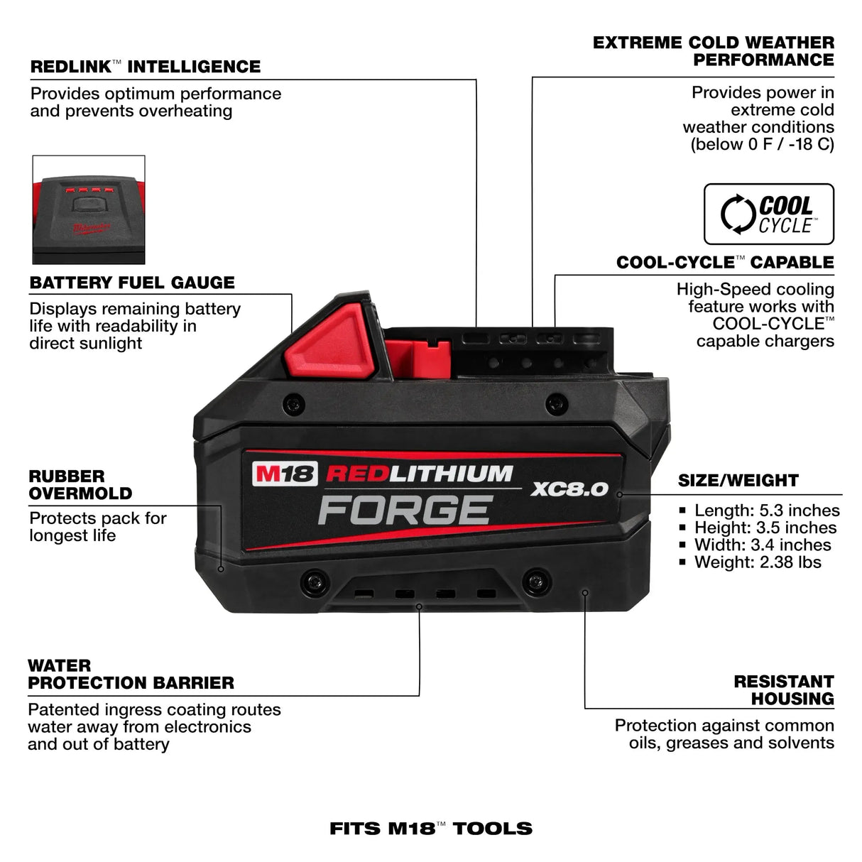 Milwaukee 48 - 11 - 1881 M18™ FORGE™ XC8.0 Battery Pack - Mississauga Hardware Centre Inc