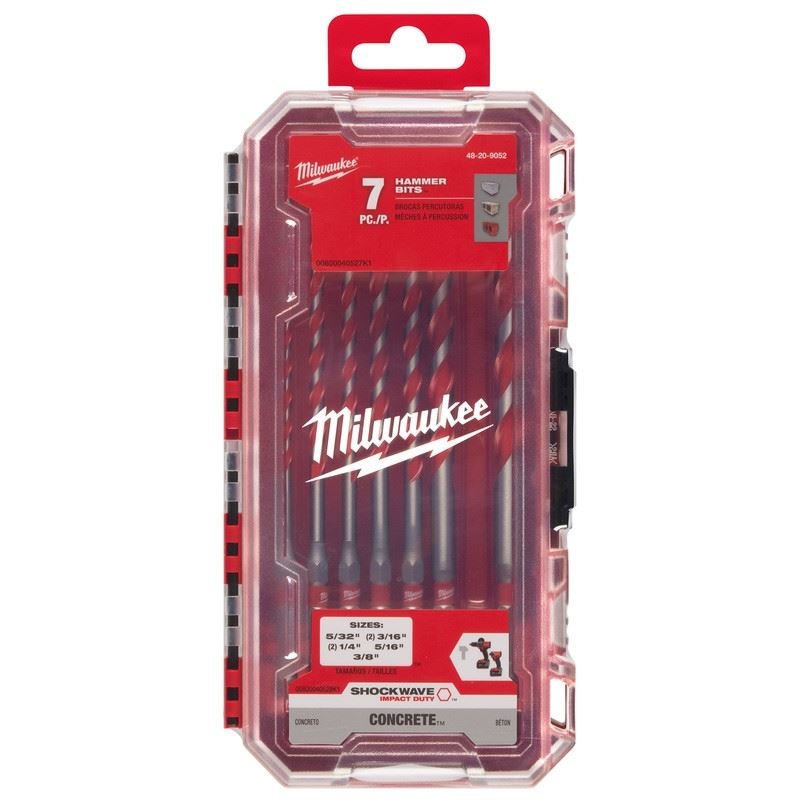 Milwaukee 48 - 20 - 9052 7PC. SHOCKWAVE Impact Duty Carbide Hammer Drill Bit Set - Mississauga Hardware Centre Inc
