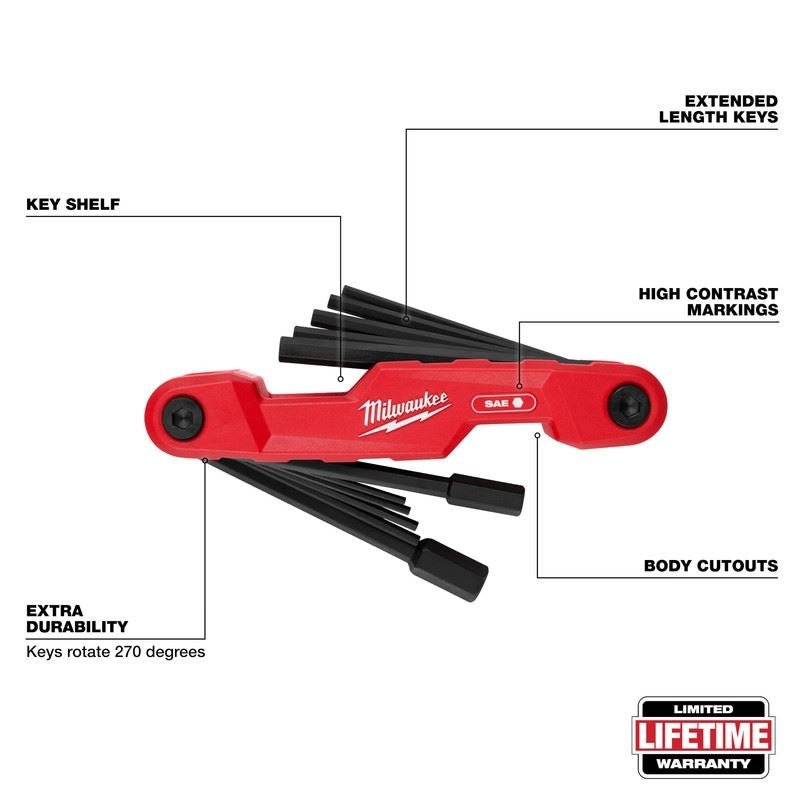 Milwaukee 48 - 22 - 2180 11 - Key Electrician's Folding Hex Key Set - SAE - Mississauga Hardware Centre Inc