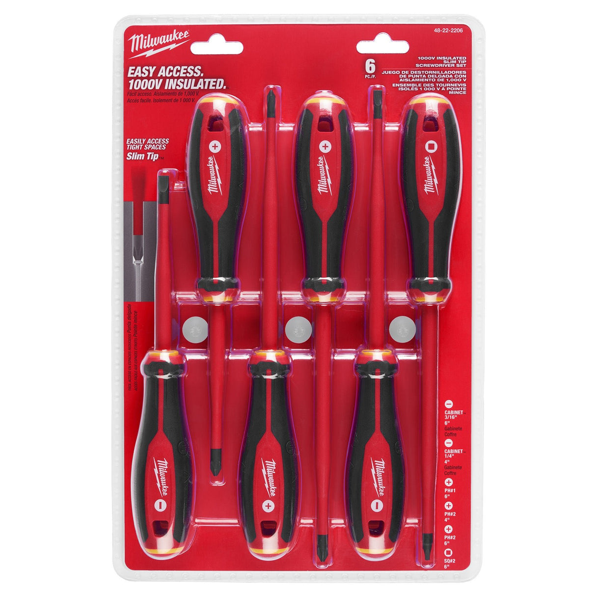 Milwaukee 48 - 22 - 2206 6pc 1000V Insulated Slim Tip Screwdriver Set - Mississauga Hardware Centre Inc