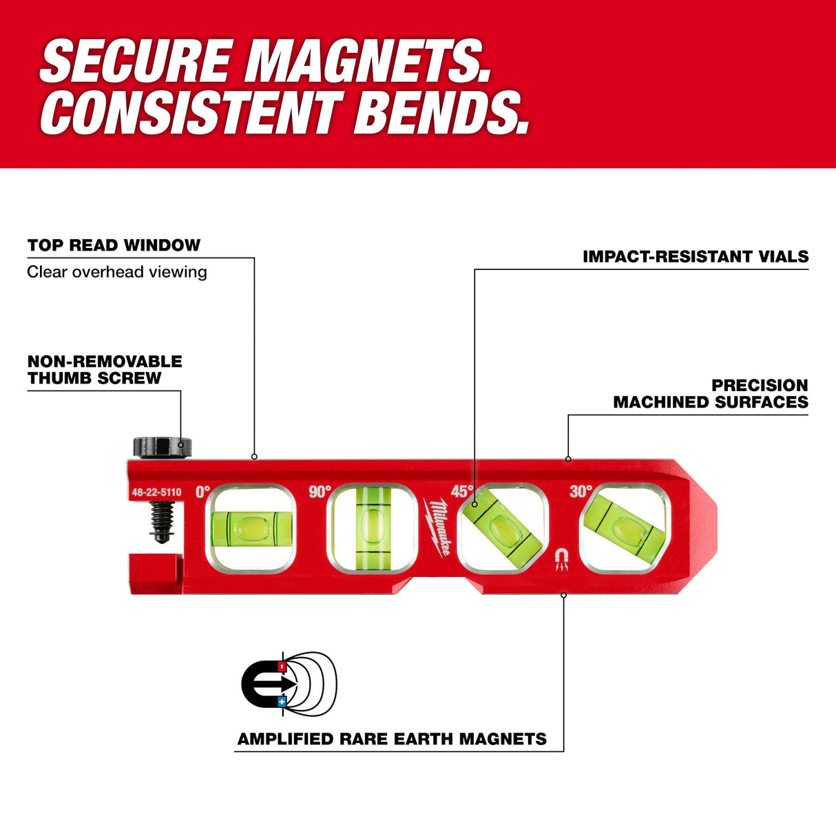 Milwaukee 48 - 22 - 5110 6.5” Pipe Lock Billet Torpedo Level - Mississauga Hardware Centre Inc