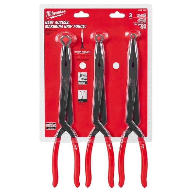 Milwaukee 48 - 22 - 6563 3PC Long Reach Hose Grip Pliers Set - Mississauga Hardware Centre Inc