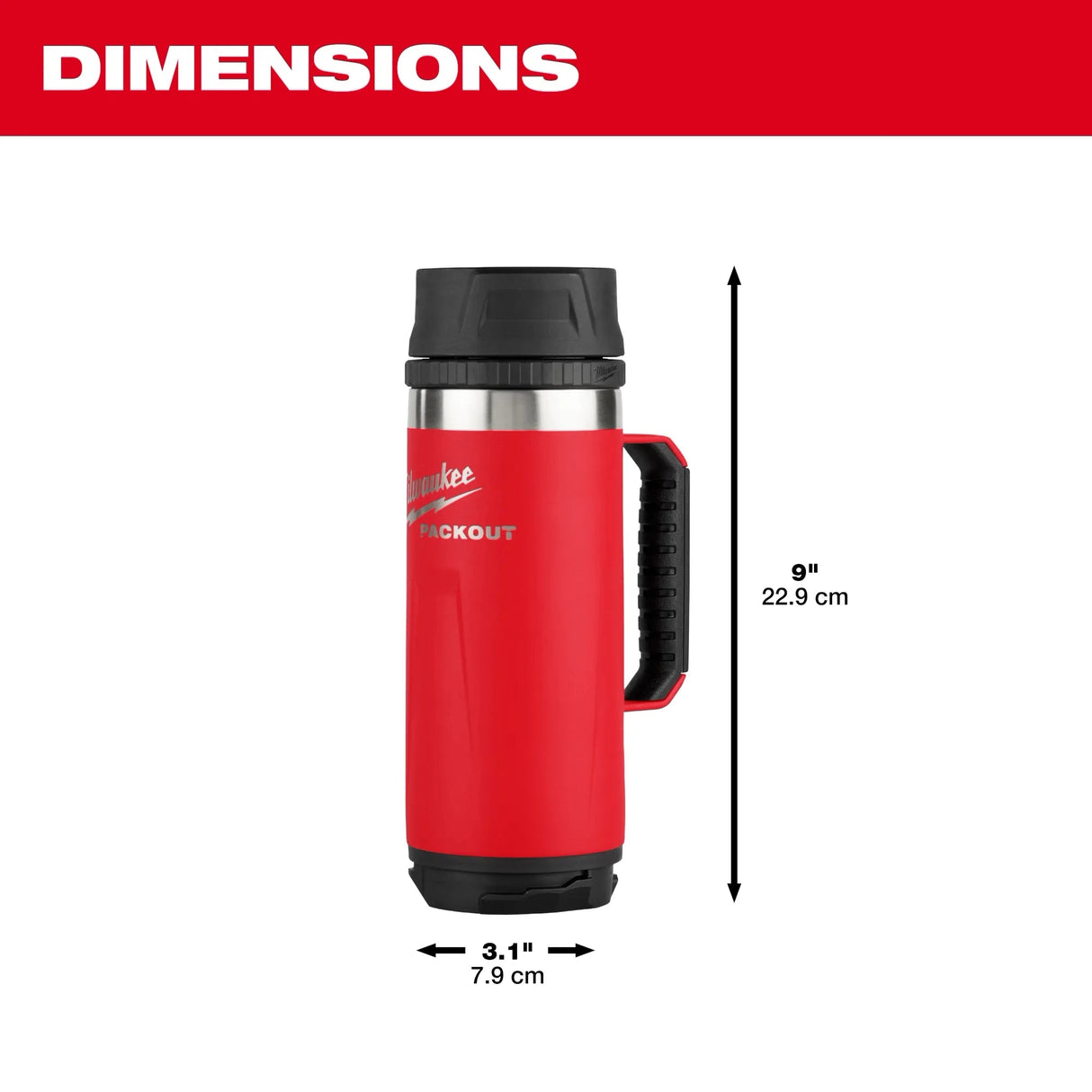 Milwaukee 48 - 22 - 8394R PACKOUT™ 18oz Insulated Mug with Sip Lid - Mississauga Hardware Centre Inc