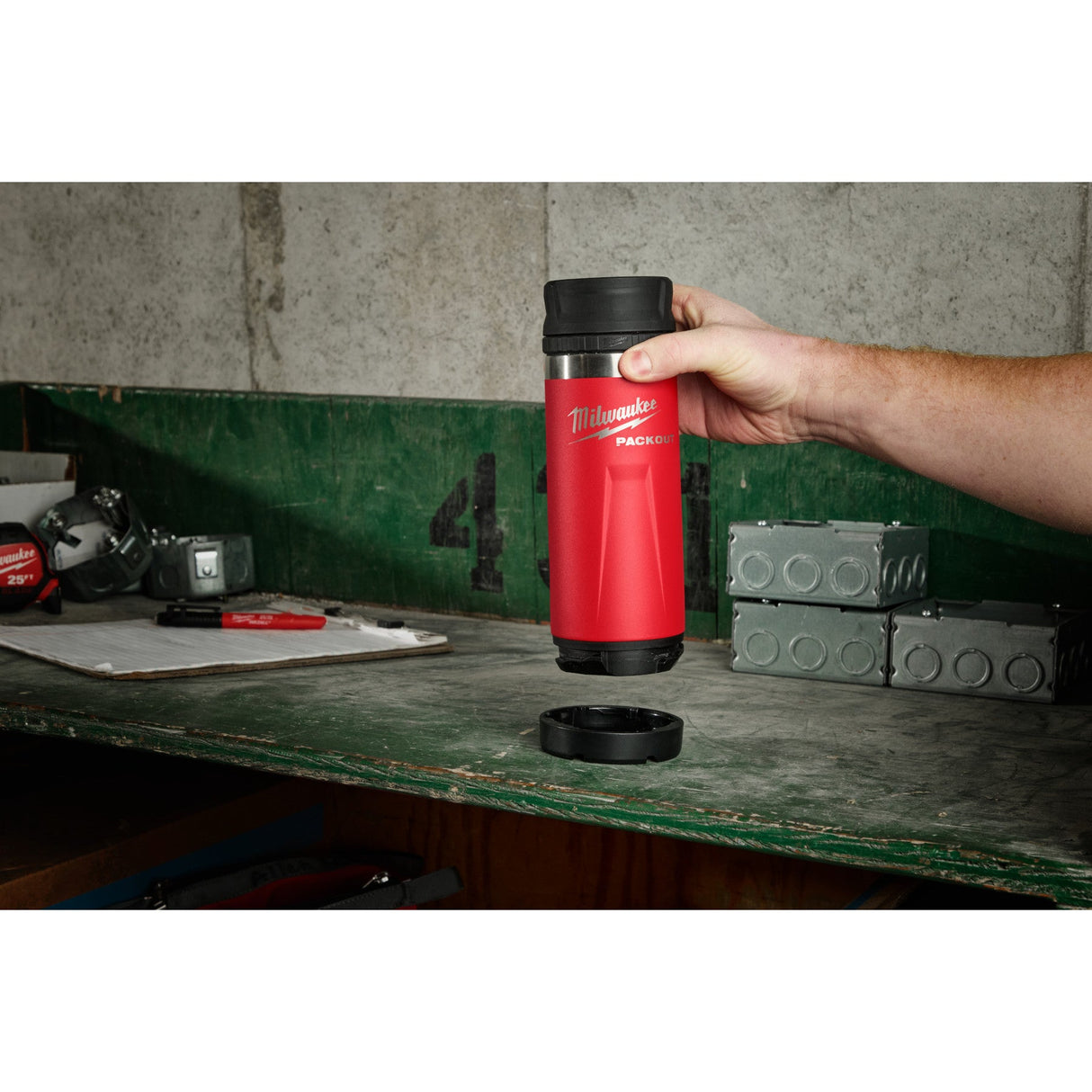 Milwaukee 48 - 22 - 8395R PACKOUT™ 18oz Insulated Bottle with Sip Lid - Red - Mississauga Hardware Centre Inc