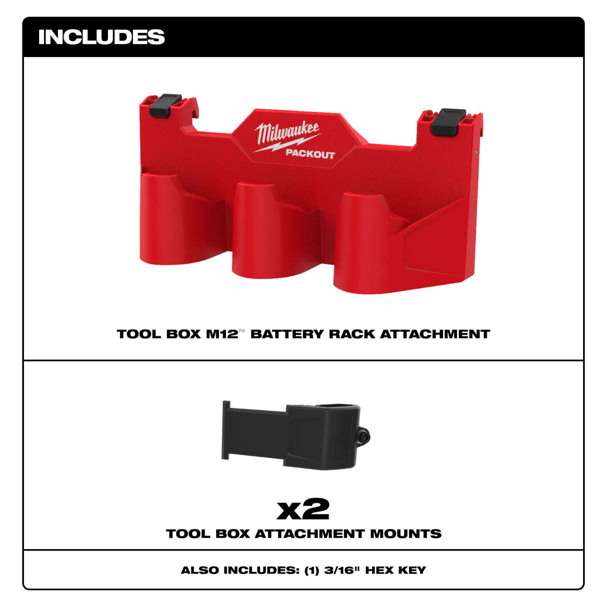 Milwaukee 48 - 22 - 8604 PACKOUT™ Tool Box M12™ Battery Rack Attachment - Mississauga Hardware Centre Inc