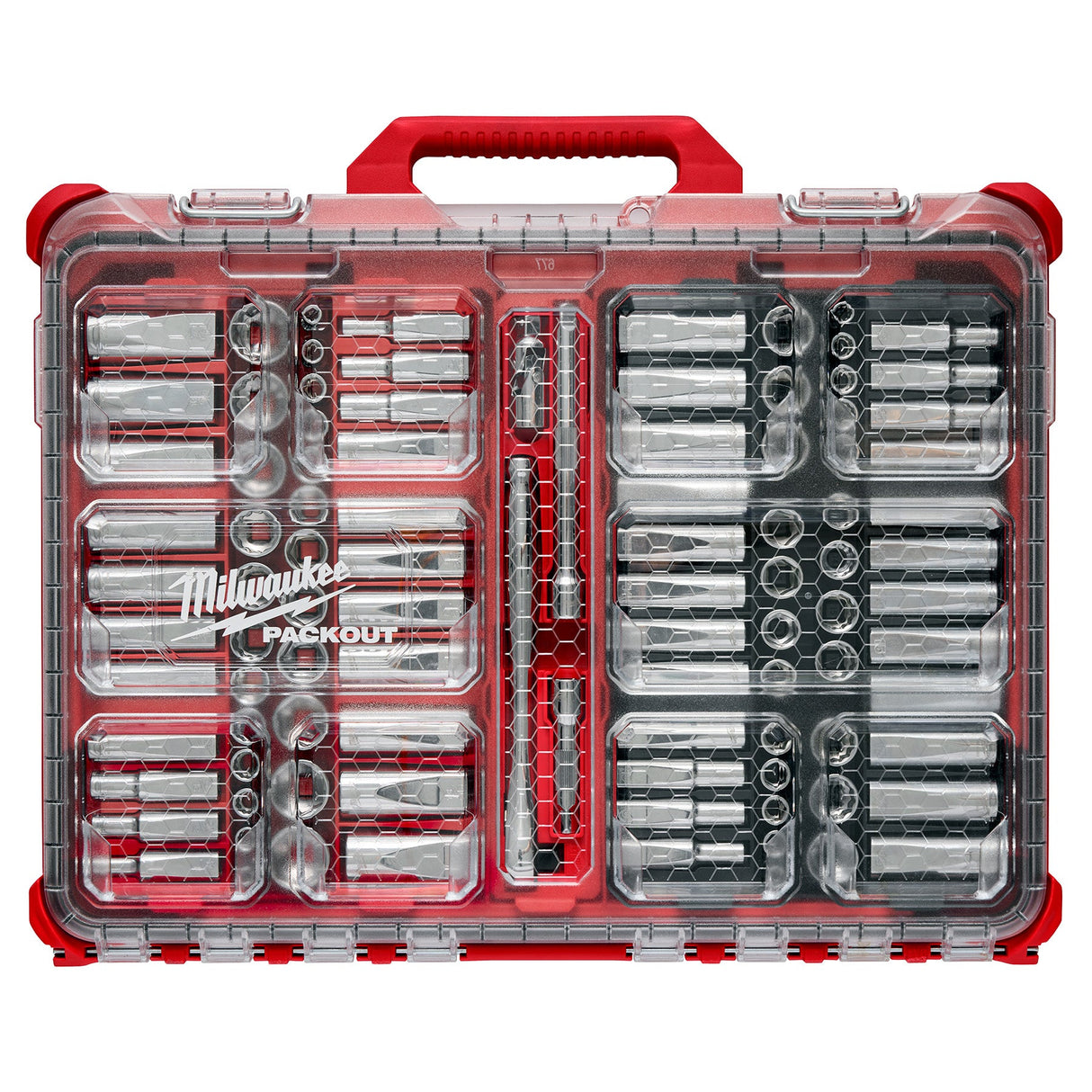 Milwaukee 48 - 22 - 9285 98pc 3/8" Drive 6 - Pt and 12 - Pt Metric & SAE Ratchet & Socket Set with PACKOUT™ Low - Profile Organizer - Mississauga Hardware Centre Inc