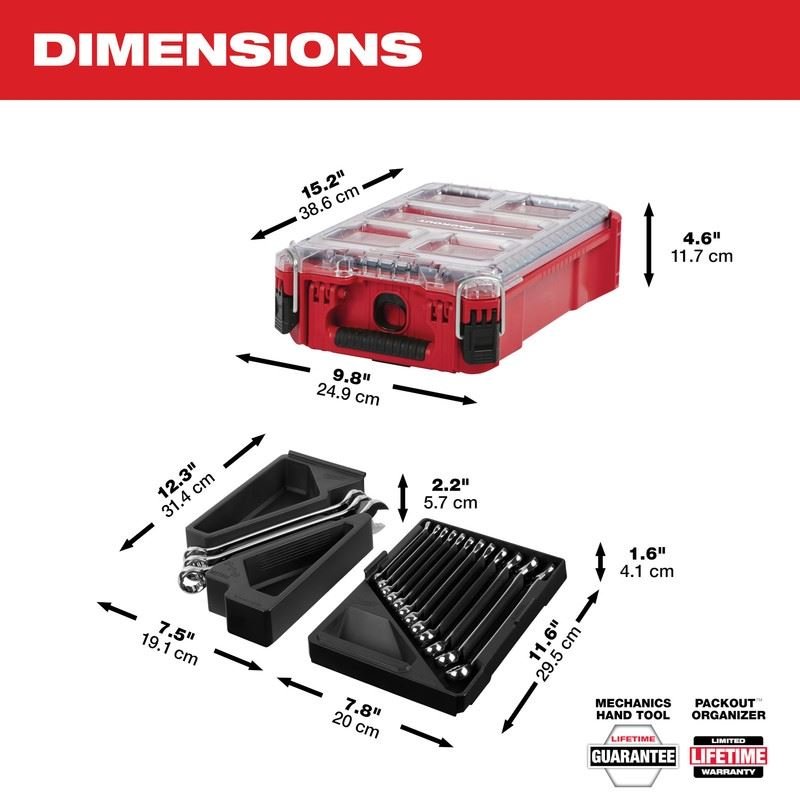 Milwaukee 48 - 22 - 9483 15pc Metric Combination Wrench Set with PACKOUT Compact Organizer - Mississauga Hardware Centre Inc