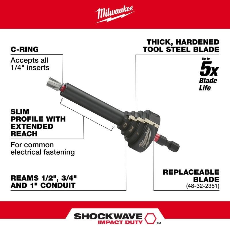 Milwaukee 48 - 32 - 2350 SHOCKWAVE Conduit Reaming Bit Holder - Mississauga Hardware Centre Inc