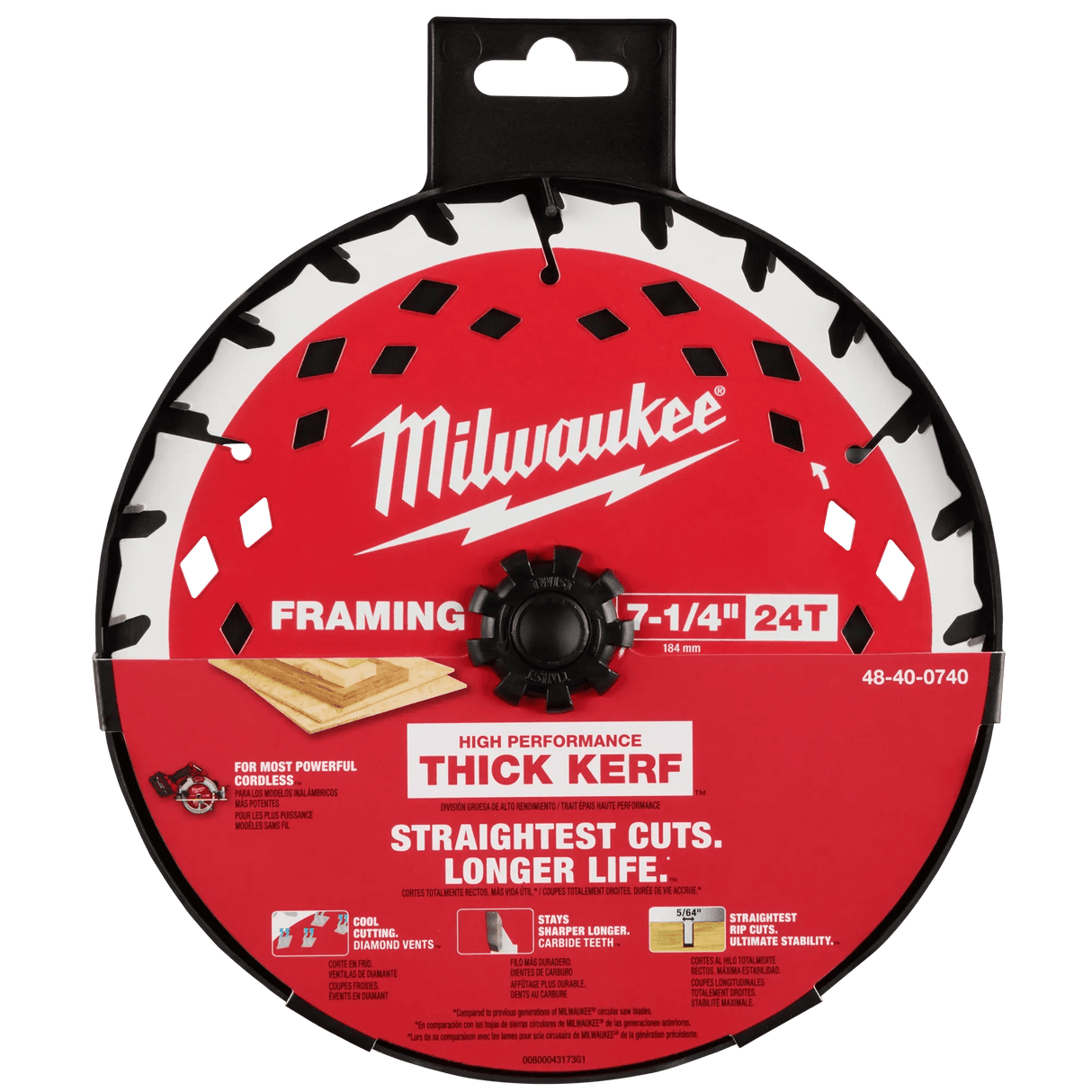 Milwaukee 48 - 40 - 0742 7 - 1/4" 24T Thick Kerf Framing Circular Saw Blade - 2PK - Mississauga Hardware Centre Inc