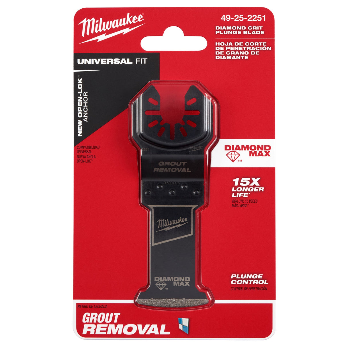 Milwaukee 49 - 25 - 2251 OPEN - LOK™ DIAMOND MAX™ Diamond Grit Grout Removal Multi - Tool Plunge Blade - Mississauga Hardware Centre Inc