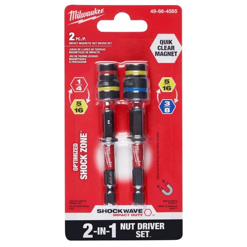 Milwaukee 49 - 66 - 4565 SHOCKWAVE Impact Duty QUIK - CLEAR 2 - in - 1 Magnetic Nut Driver Set 2PC - Mississauga Hardware Centre Inc