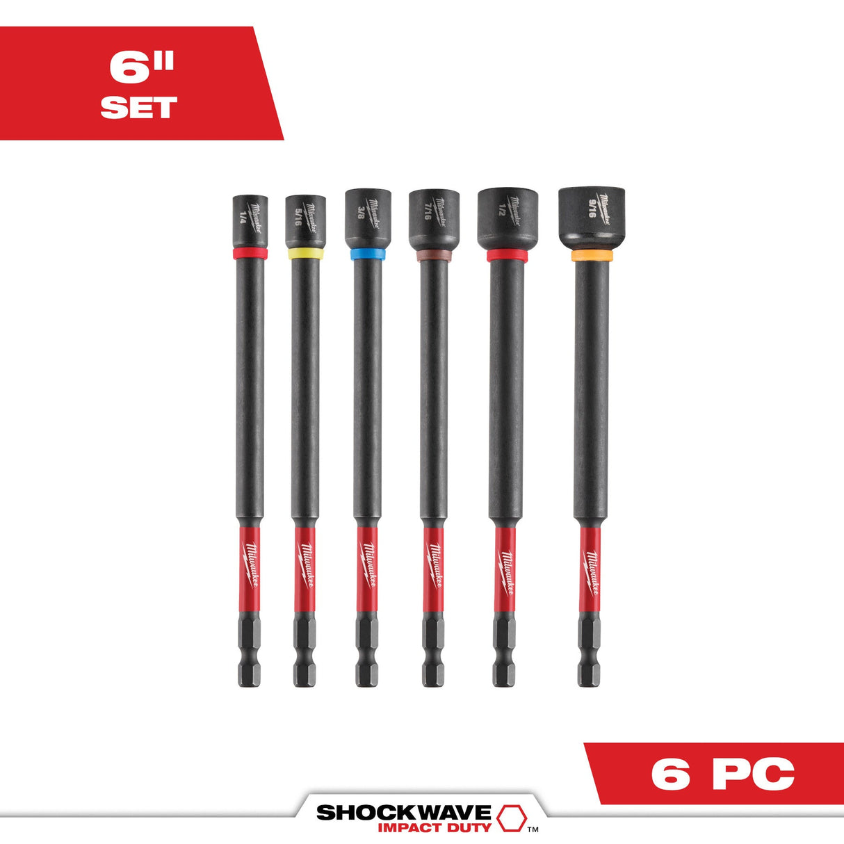 Milwaukee 49 - 66 - 4567 SHOCKWAVE Impact Duty™ 6" Magnetic Nut Driver Set 6PC - Mississauga Hardware Centre Inc