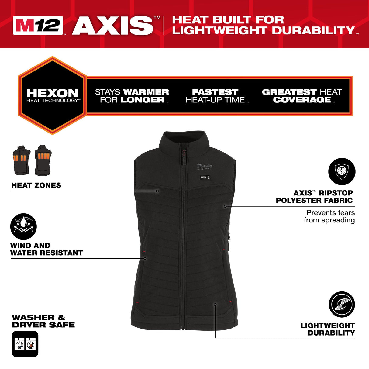 Milwaukee F300B - 21 M12™ Women's Heated AXIS™ Vest - Mississauga Hardware Centre Inc
