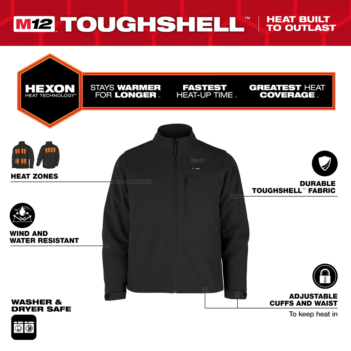 Milwaukee M100 - 21 M12™ Heated TOUGHSHELL™ Jacket - Mississauga Hardware Centre Inc