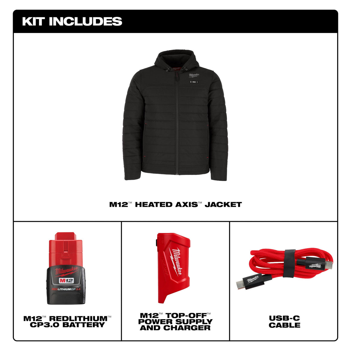 Milwaukee M102 - 21 M12™ Heated AXIS™ Jacket - Mississauga Hardware Centre Inc