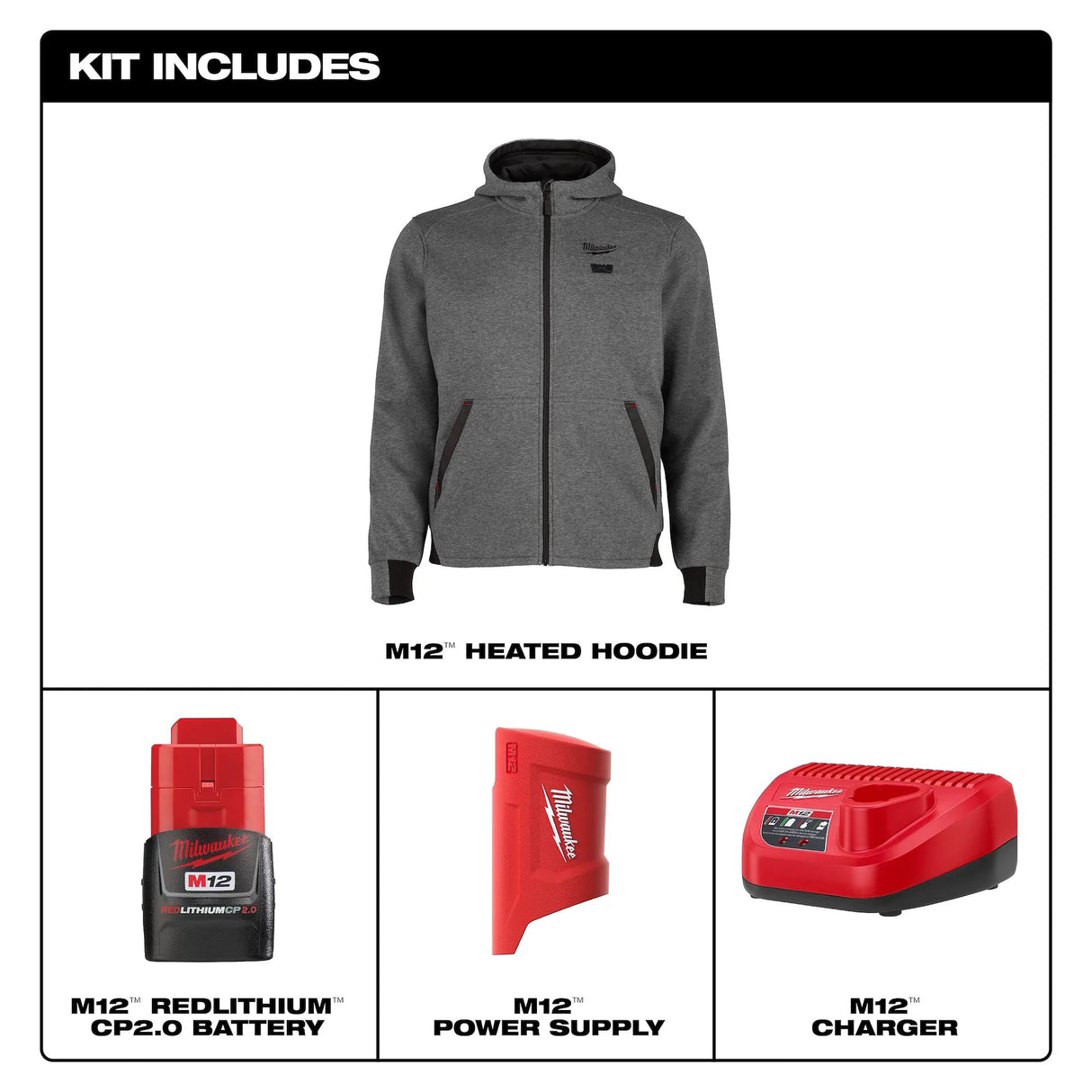 Milwaukee M12 Heated Hoodie - Grey MED - Mississauga Hardware Centre Inc