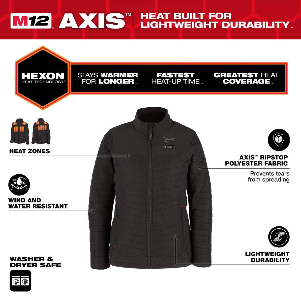 Milwaukee M12™ Women's Heated AXIS™ Jacket - Black SM - Mississauga Hardware Centre Inc