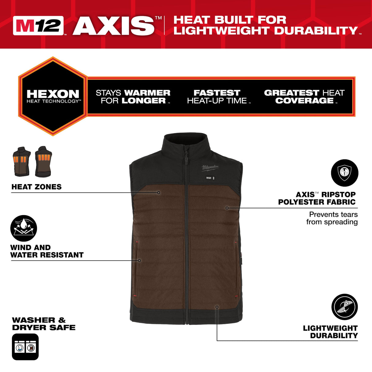 Milwaukee M300 - 21 M12™ Heated AXIS™ Vest - Mississauga Hardware Centre Inc
