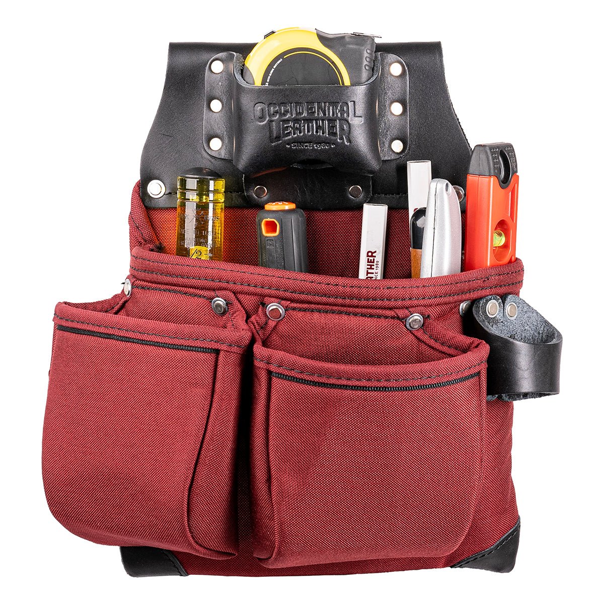 OCCIDENTAL LEATHER R8018DB OxyLights 3 Pouch Tool Bag – Red and Black - Mississauga Hardware Centre Inc