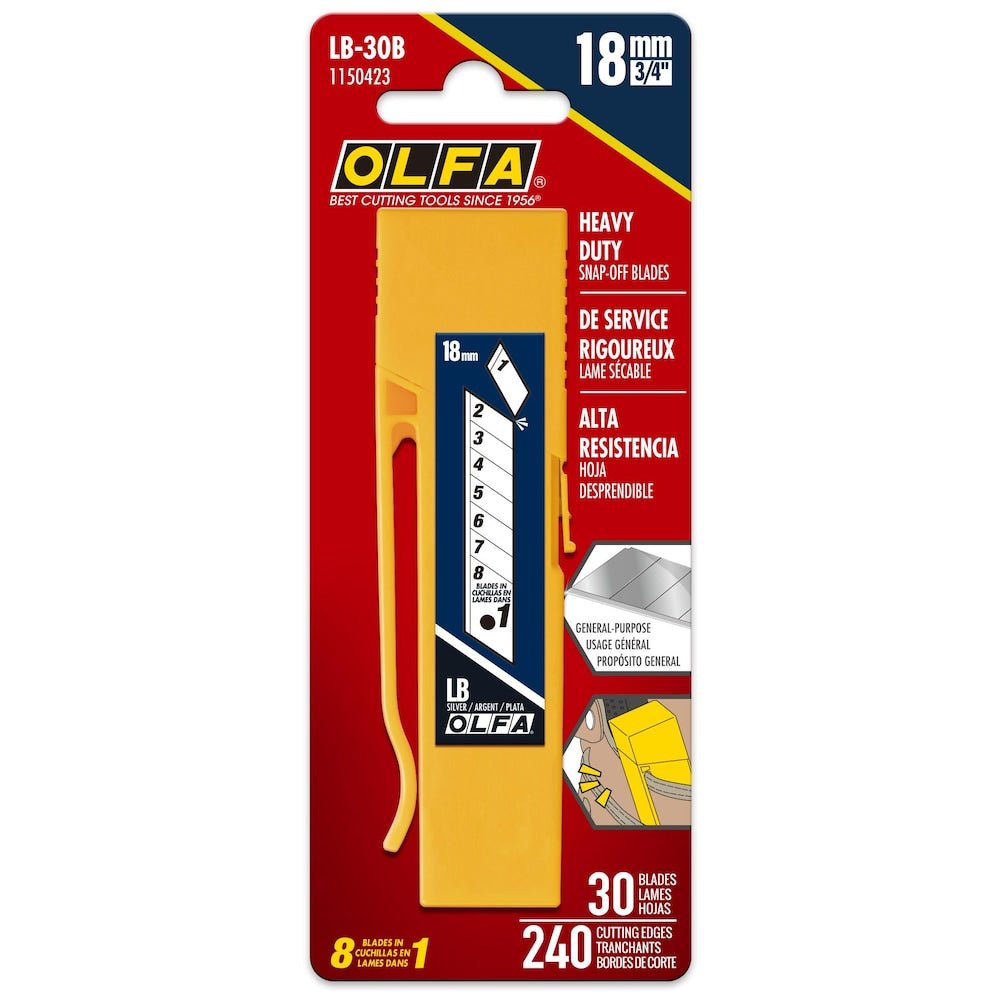 OLFA 1150423 18mm LB Silver Snap Blade - 30 Pack - Mississauga Hardware Centre Inc