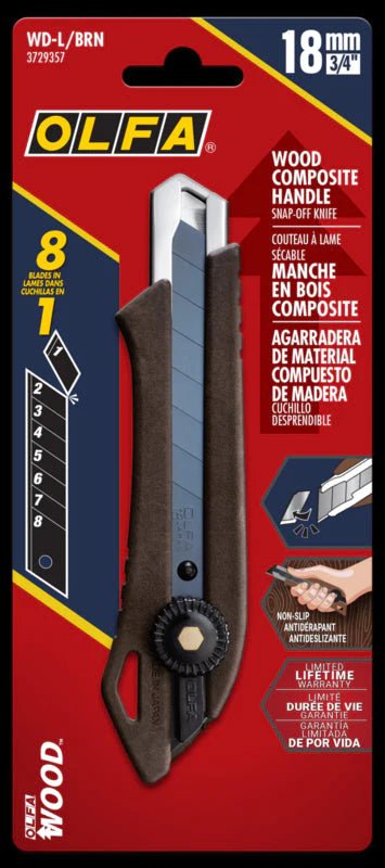 OLFA 18mm WD - L Wood Composite Ratchet Lock Utility Knife - Mississauga Hardware Centre Inc