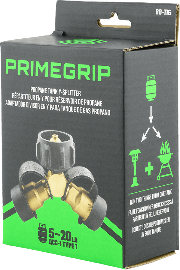 PRIMEGRIP 88 - 116 Propane Tank Y - Splitter - Mississauga Hardware Centre Inc