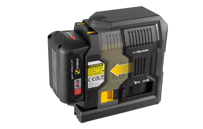 STABILA Cross-Line Laser LAX 500 G, 12 V System, 7-Piece Set, with Rechargeable Battery and Charger