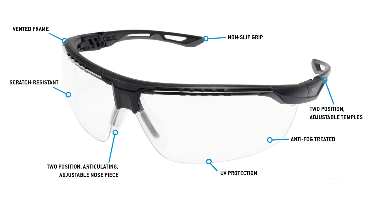 PYRAMEX TruFlex Half Frame Clear Lens Safety Glasses With H2X Anti - fog - Mississauga Hardware Centre Inc