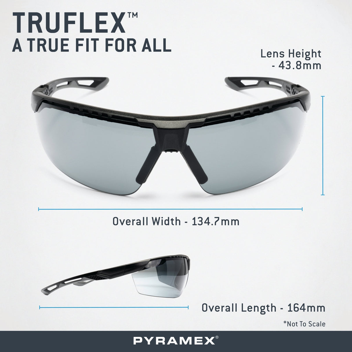 PYRAMEX TruFlex Half Frame Grey Lens Safety Glasses With H2X Anti - fog - Mississauga Hardware Centre Inc