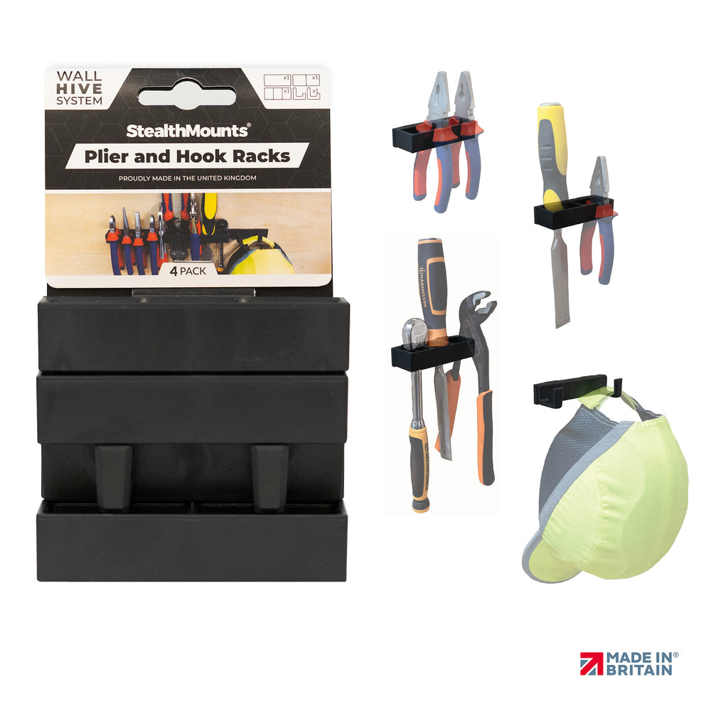 StealthMounts WH-BLK-HODT-4 Wall Hive System Pliers and Hook Set (4 Pack)