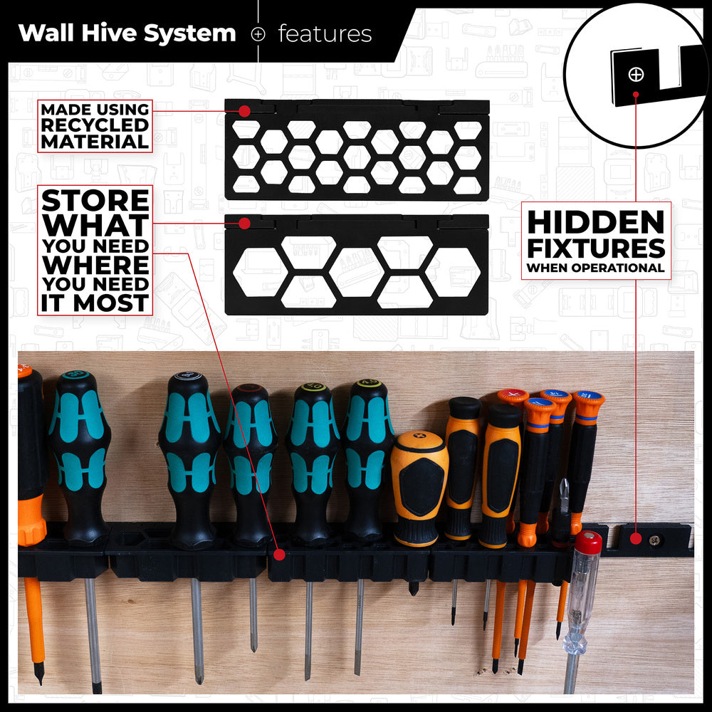StealthMounts WH-BLK-SD-4 Wall Hive System Screwdriver Rack (4 Pack)