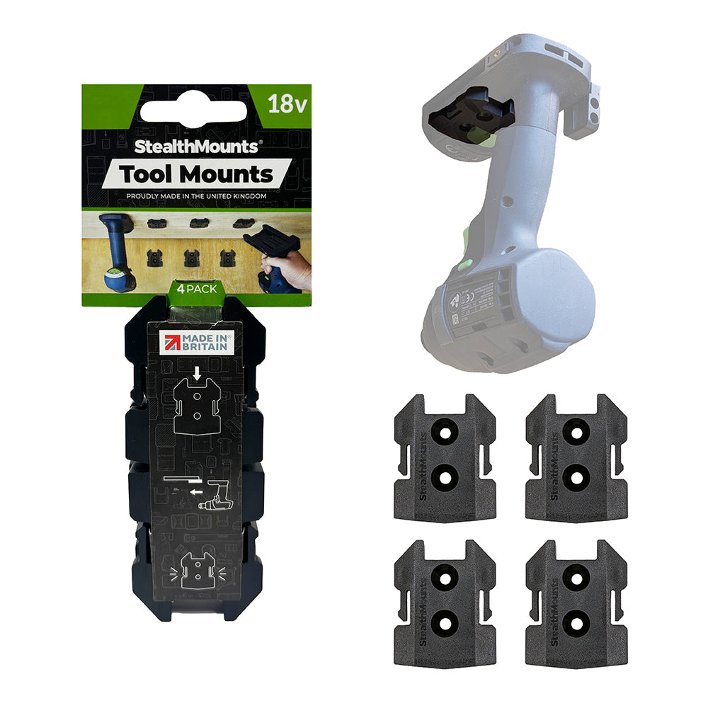 StealthMount TM-FT18-BLK-4 Tool Mounts for Festool 18v (4 Pack) Black