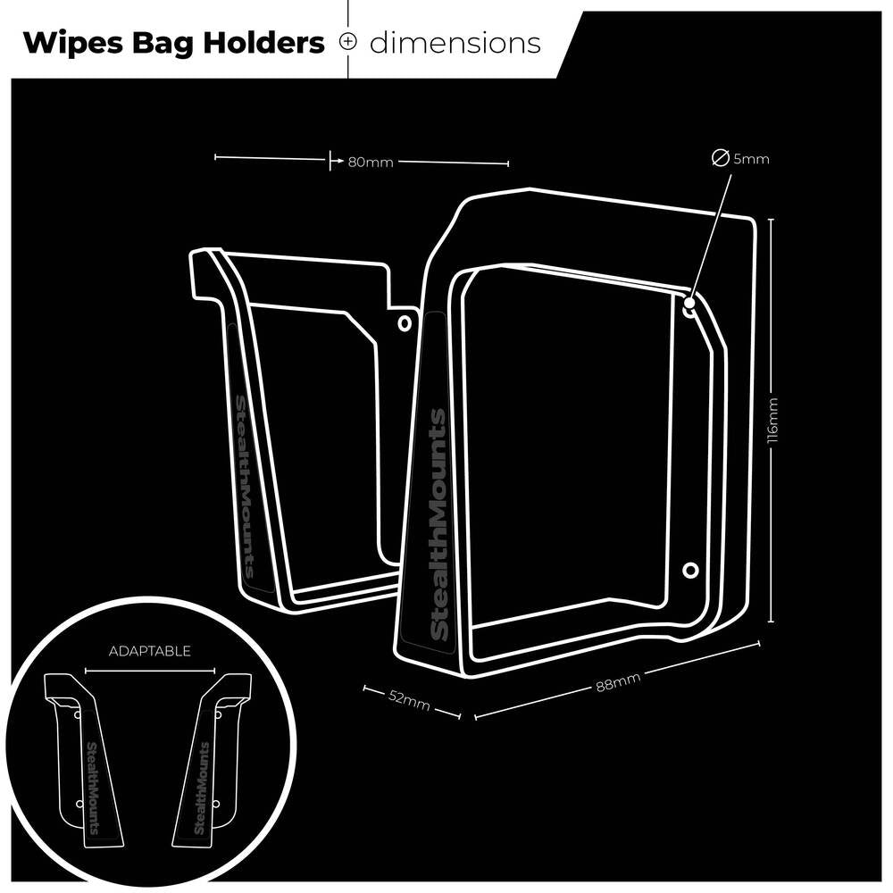 StealthMount OM-WH-BLK-2 Wipe Holder (2 Pack) Black
