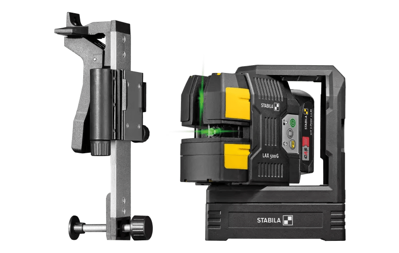 STABILA Cross - Line Laser LAX 500 G, 12 V System, 7 - Piece Set, with Rechargeable Battery and Charger - Mississauga Hardware Centre Inc