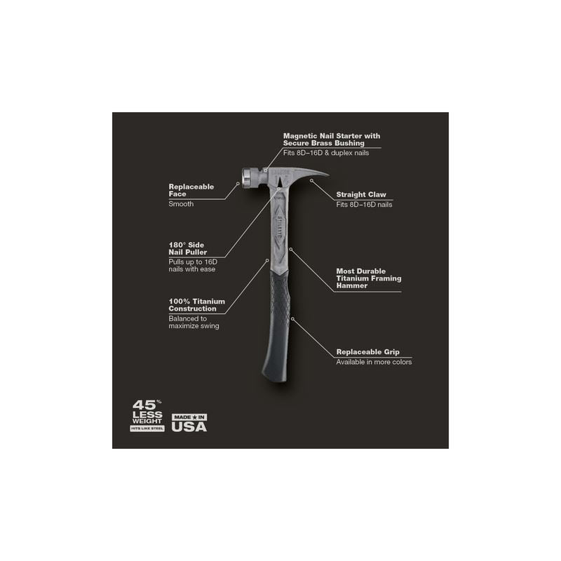 STILETTO TIB14RSC TIBONE 14oz Smooth Titanium Framing Hammer - Mississauga Hardware Centre Inc