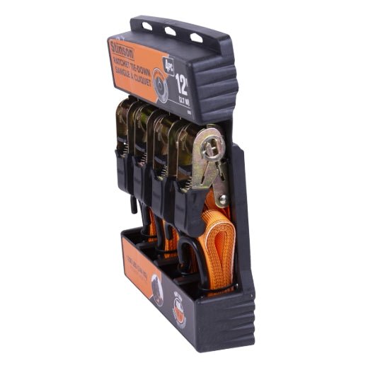 Stinson Cargo 406203 4Pk Tie Down Ratchet Strap 1in x 12ft 400lb - Mississauga Hardware Centre Inc